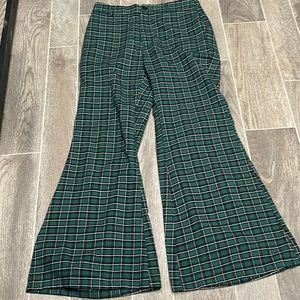 Shein Flannel Plaid Wide Leg Pants